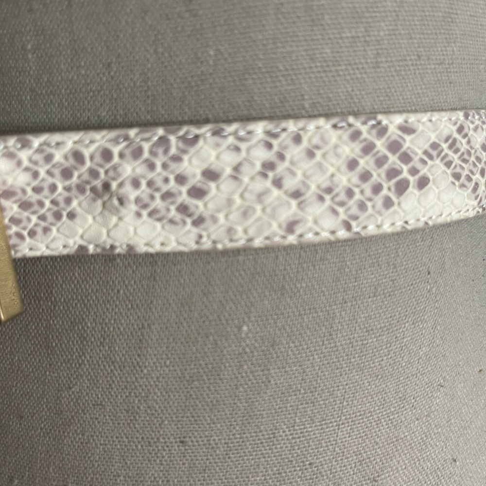 Ann Taylor Cream Embossed Leather Python Print Be… - image 2